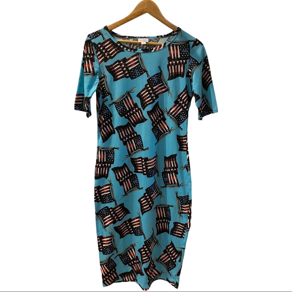 LulaRoe blue patriotic dress size medium